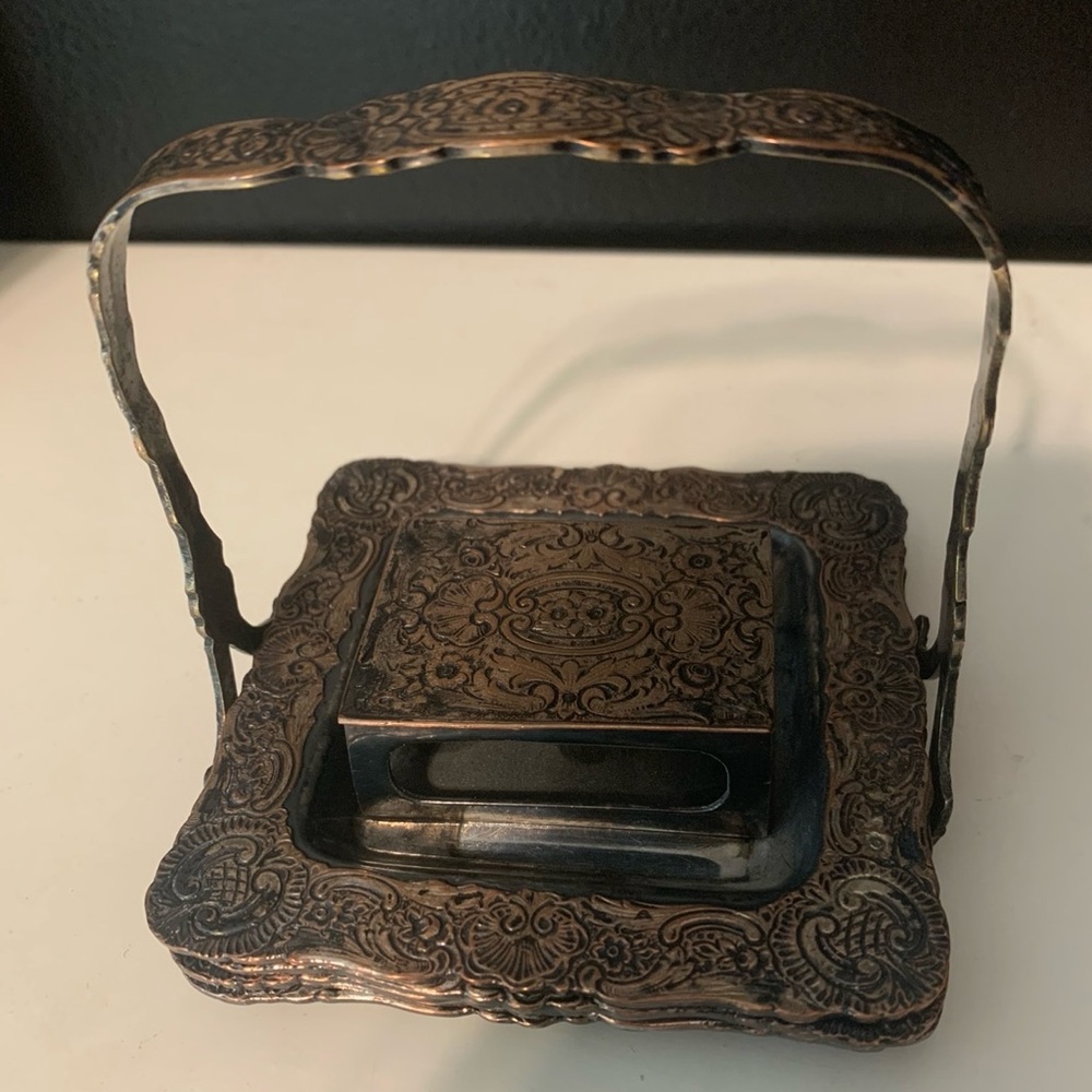RARE Edwardian Ladies Parlor Ashtray Set w/ Match Box Holder by E.C. Webster&Son - Picture 2 of 16